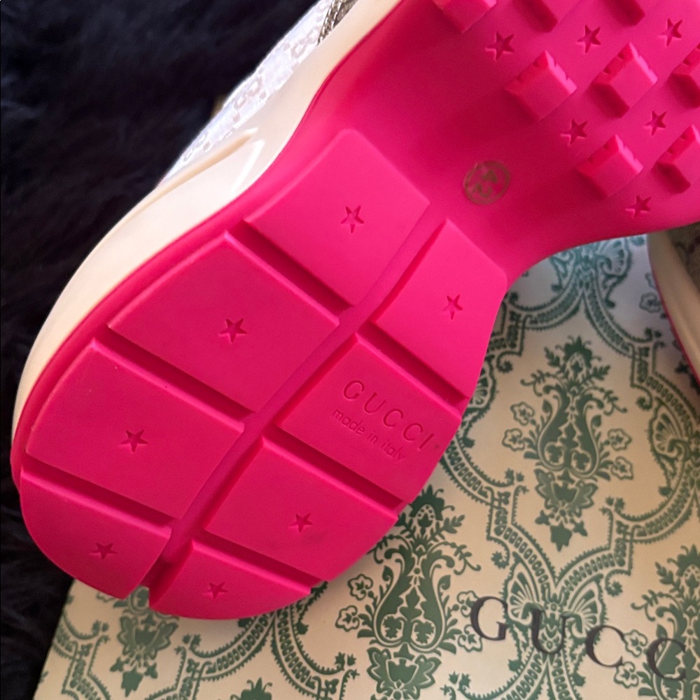 Gucci Pink, Gray and Navy Women's Chunky Sneakers - Picture 5 of 11